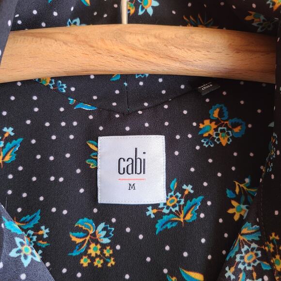 Cabi 3440 Whimsy Floral Sleeveless Tank Top Blouse Medium Black Boho Shirt - Picture 5 of 5